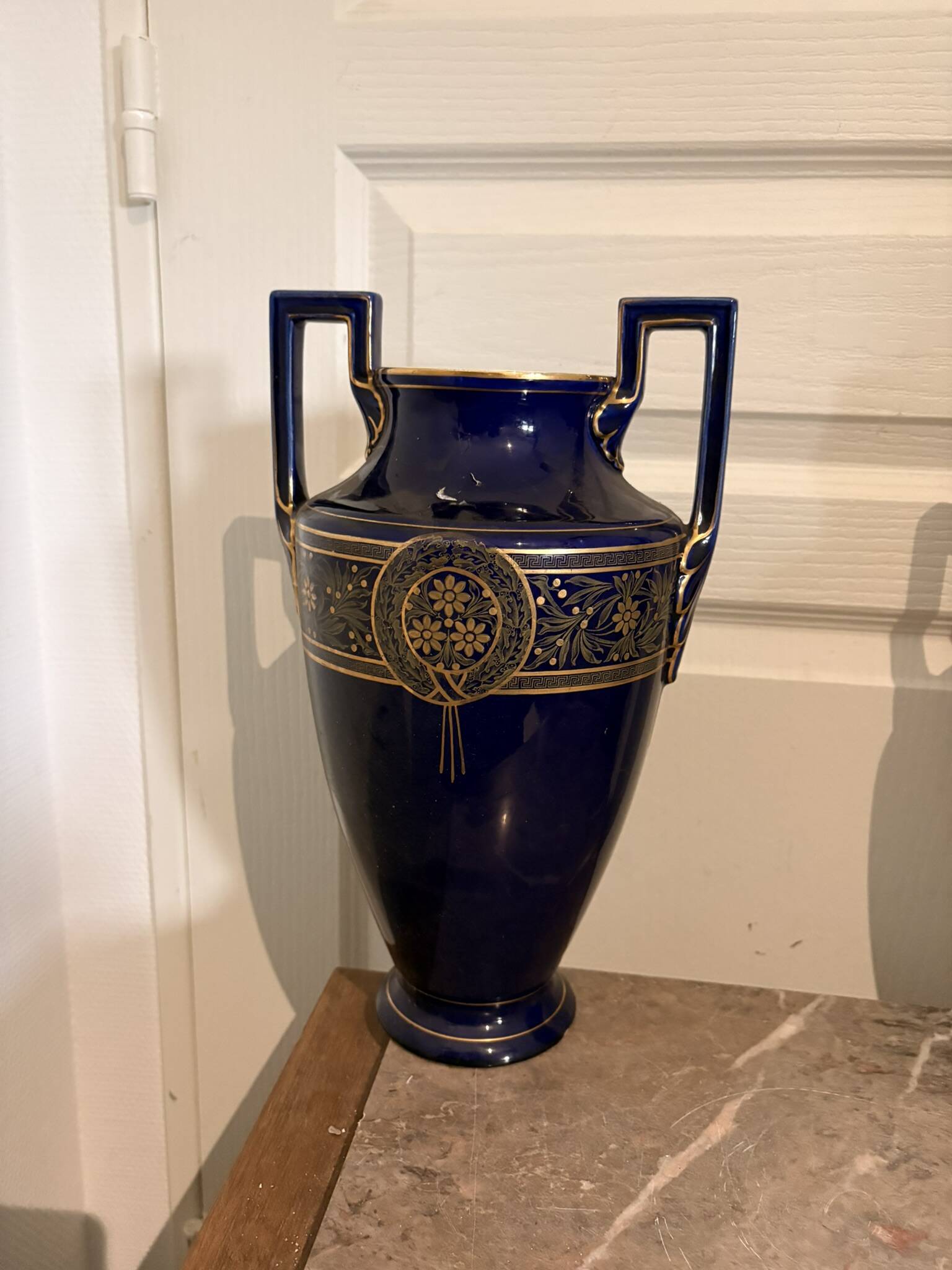 Lot 3 amphora vase boch keramis 1890 bfk fireplace garniture sèvres art deco