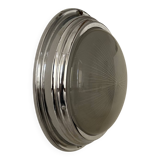 Vintage wall lamp in chromed metal and Holophane glass, France 1930
