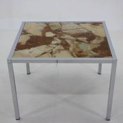 Table basse plaquée en résine et pierre chromée des années 1980, Allemagne
