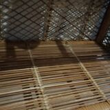 Round rattan shelf