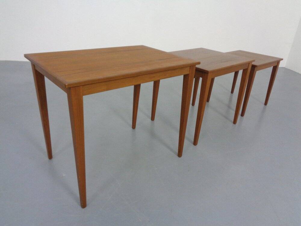 Danish Teak Nesting Tables by Kvalitet Form Funktion, 1960s, Set of 3