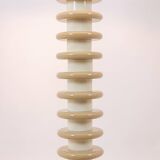 Lampadaire en bois laqué blanc et beige. Années 1980-90
