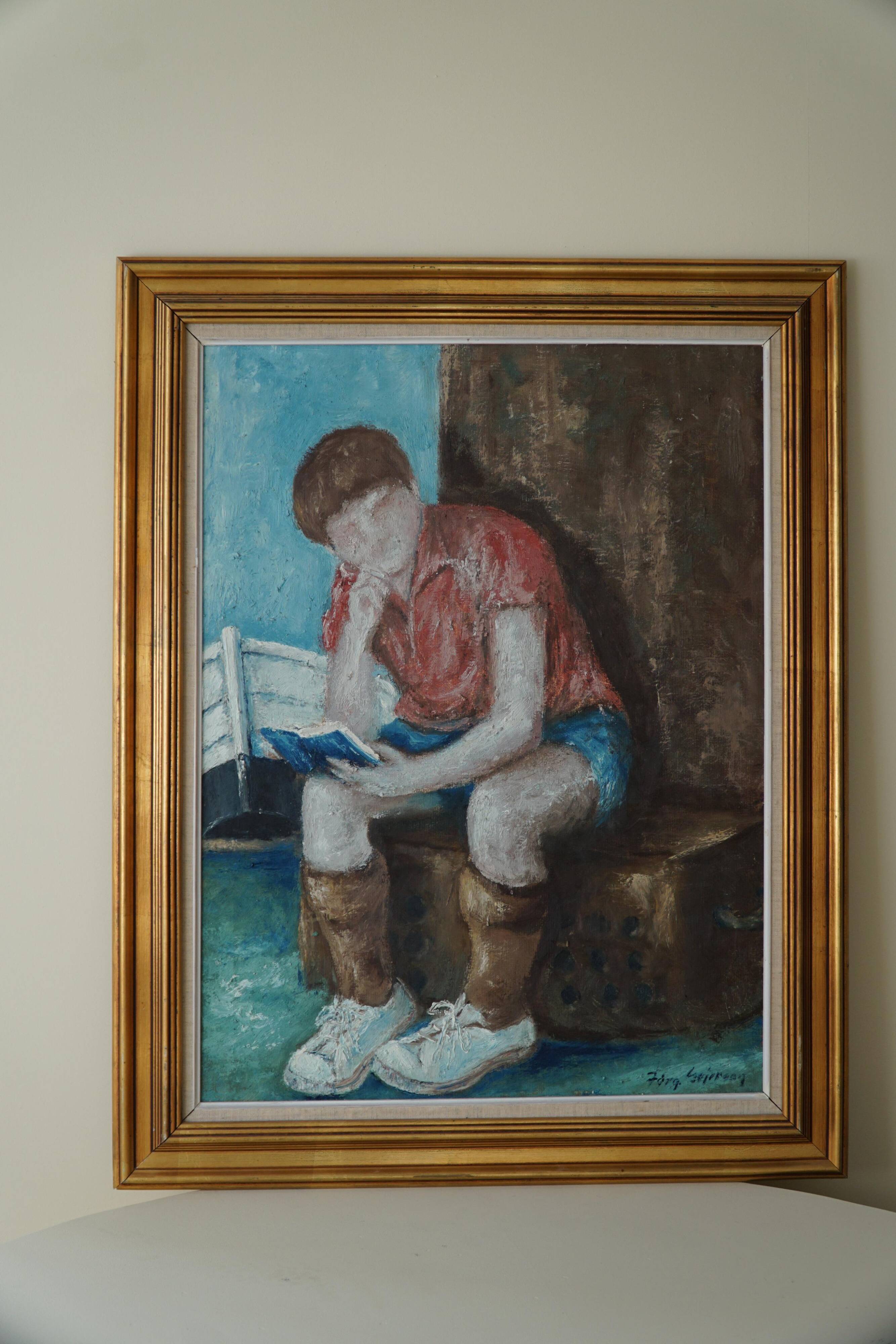 Oil painting by Jørgen Sejersen, Mid-century Modernism, 1960s