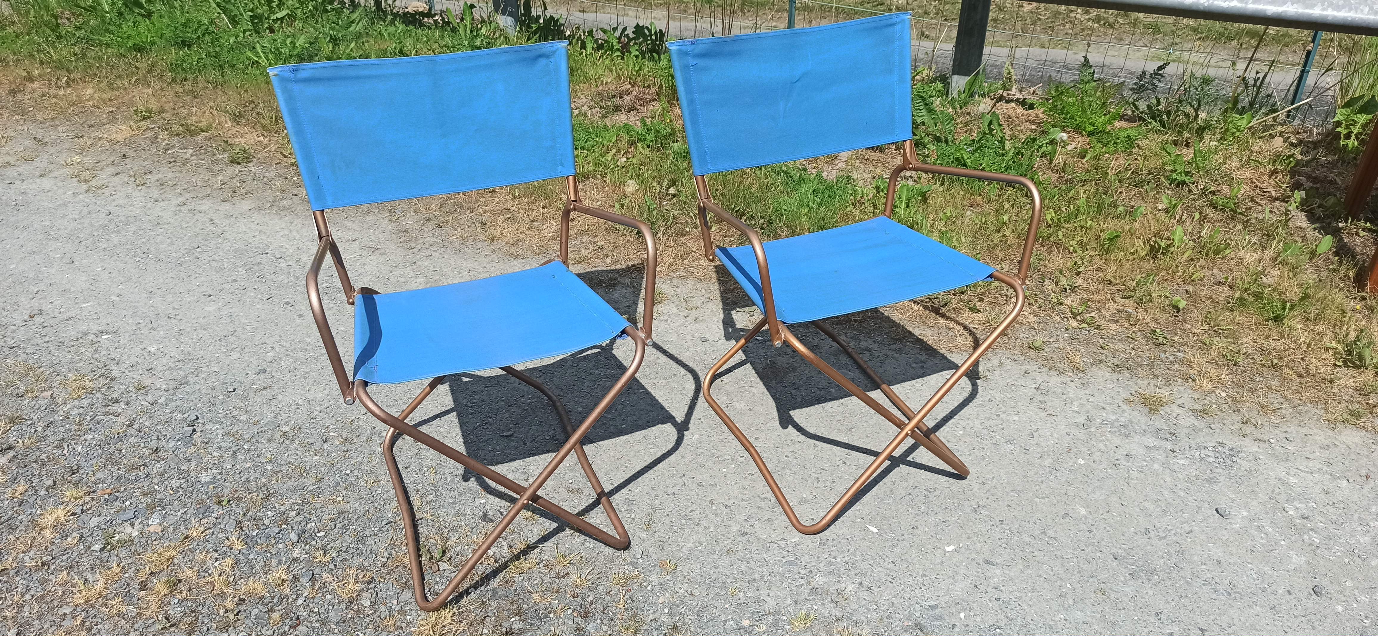 Paire de fauteuils chaises lafuma chantazur toile bleu