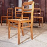 Lot of 4 chairs straw and wood
