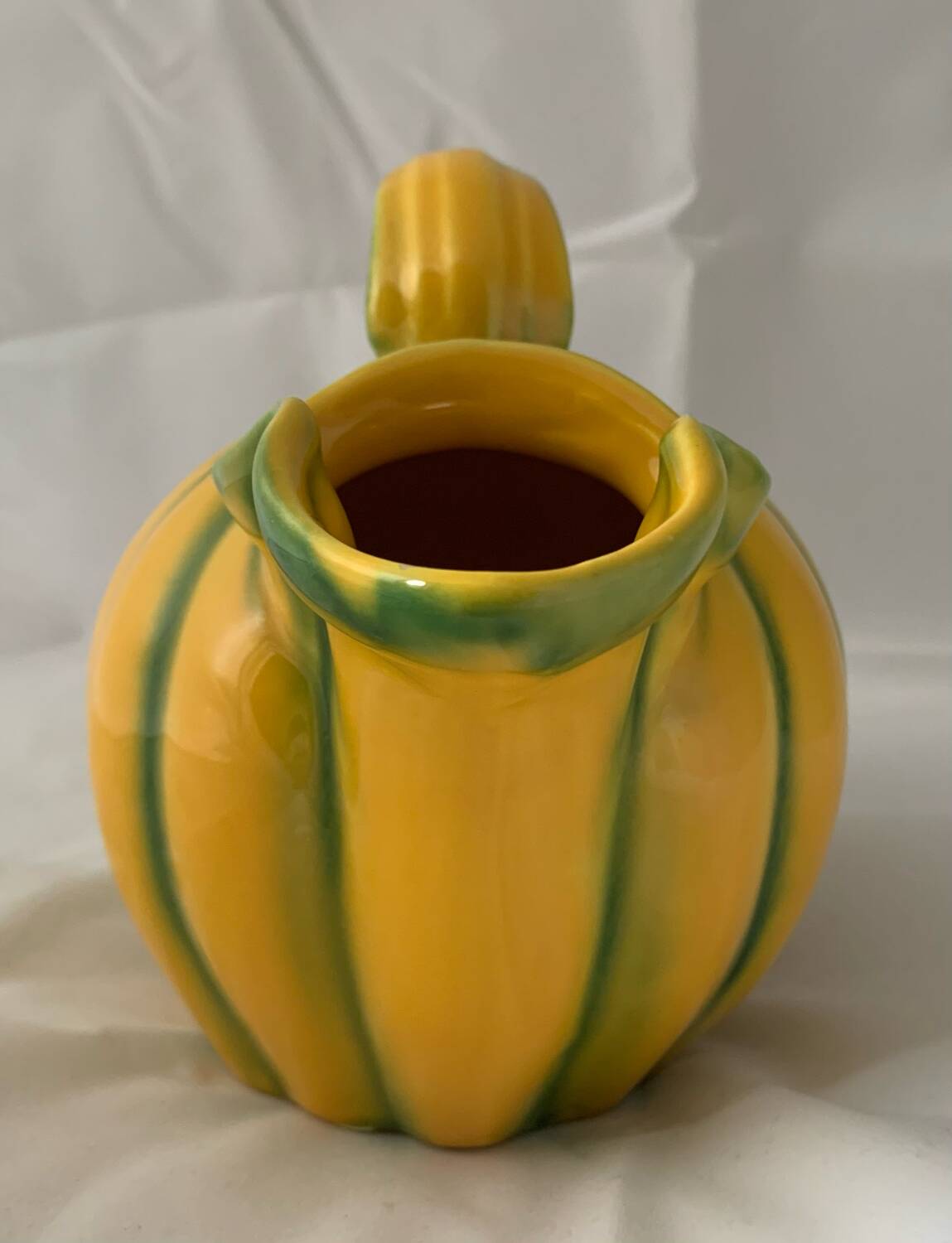 Green and yellow polychrome melon pitcher 1960