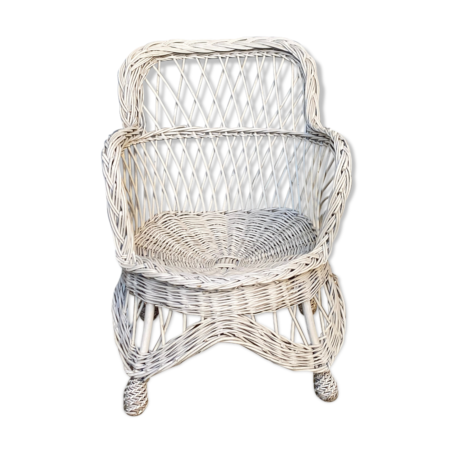 White rattan armchair