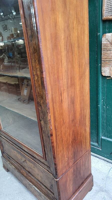19th Century Walnut Library Display Cabinet with 1 Door