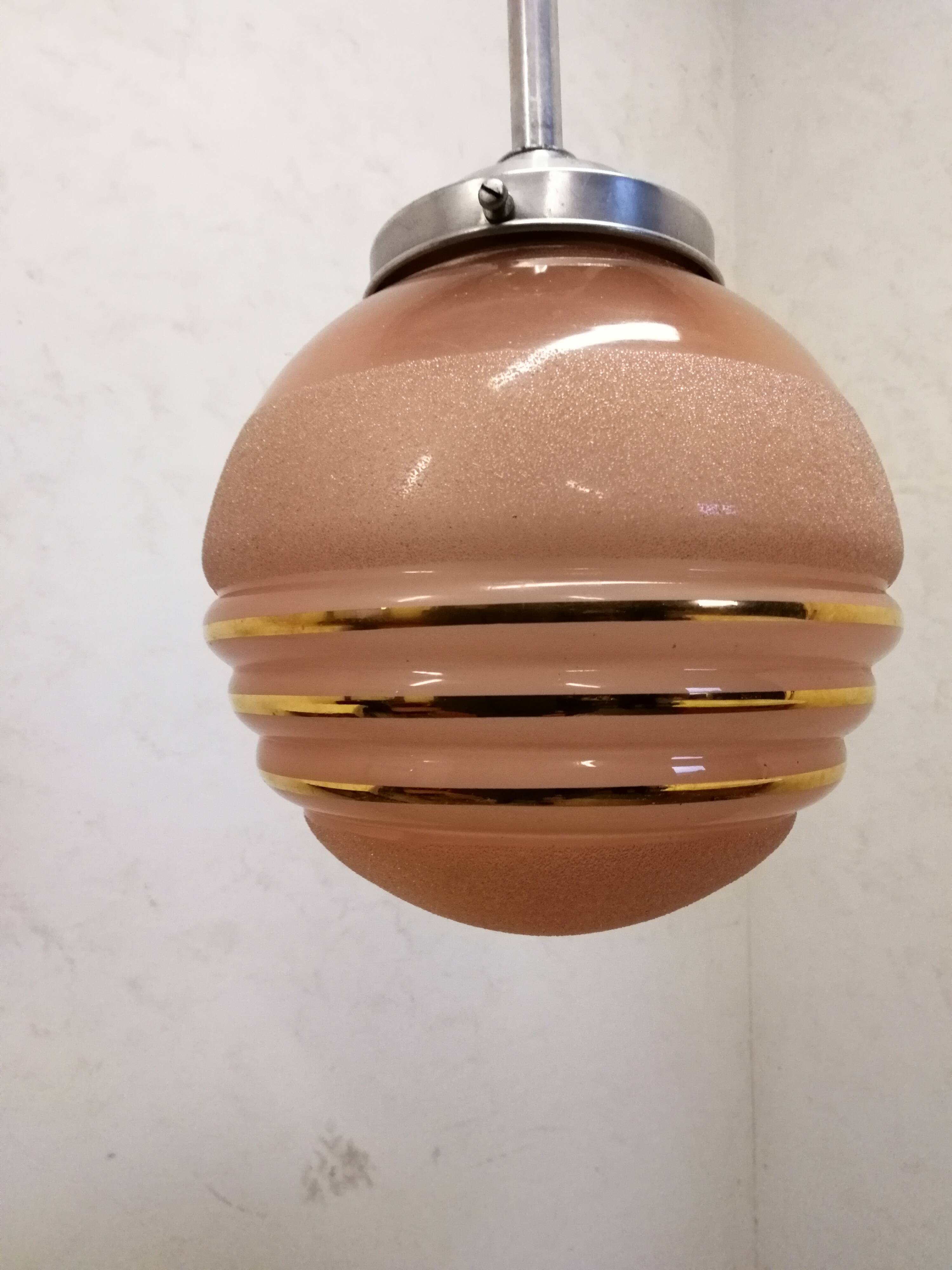 Art deco style frosted glass pendant light