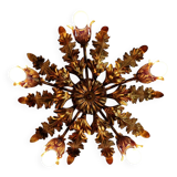 Italian floral ceiling light in gilded metal, 1970s.