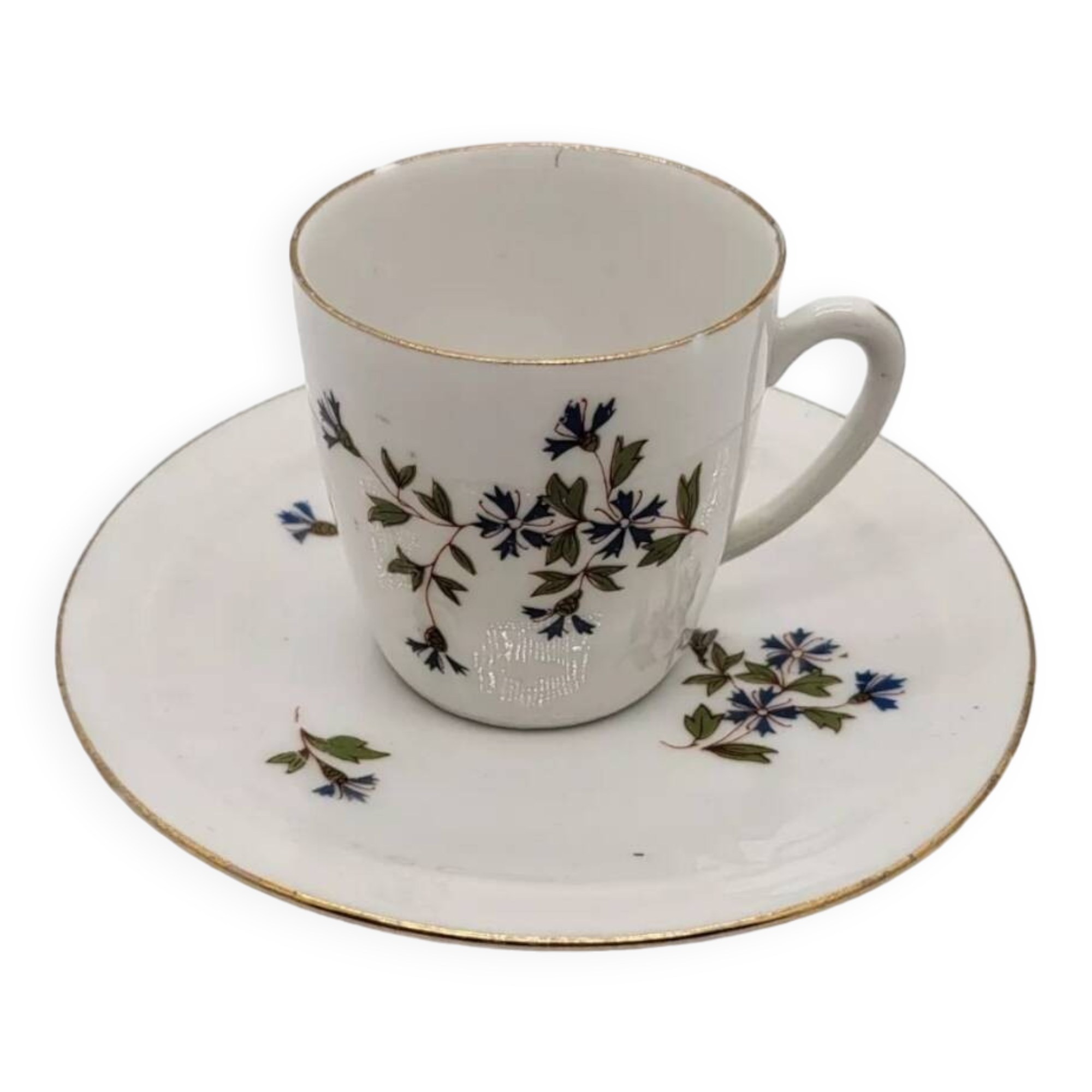 Porcelain Coffee Mug with Cornflower Decor