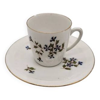 Porcelain Coffee Mug with Cornflower Decor