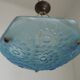 French Art Deco Degué Ice Blue Hexagonal Glass Pendant Ceiling Light