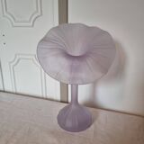 1960s Designer "Jack In The Pulpit" Flower Shaped Blown Glass Vase Lilac Color
