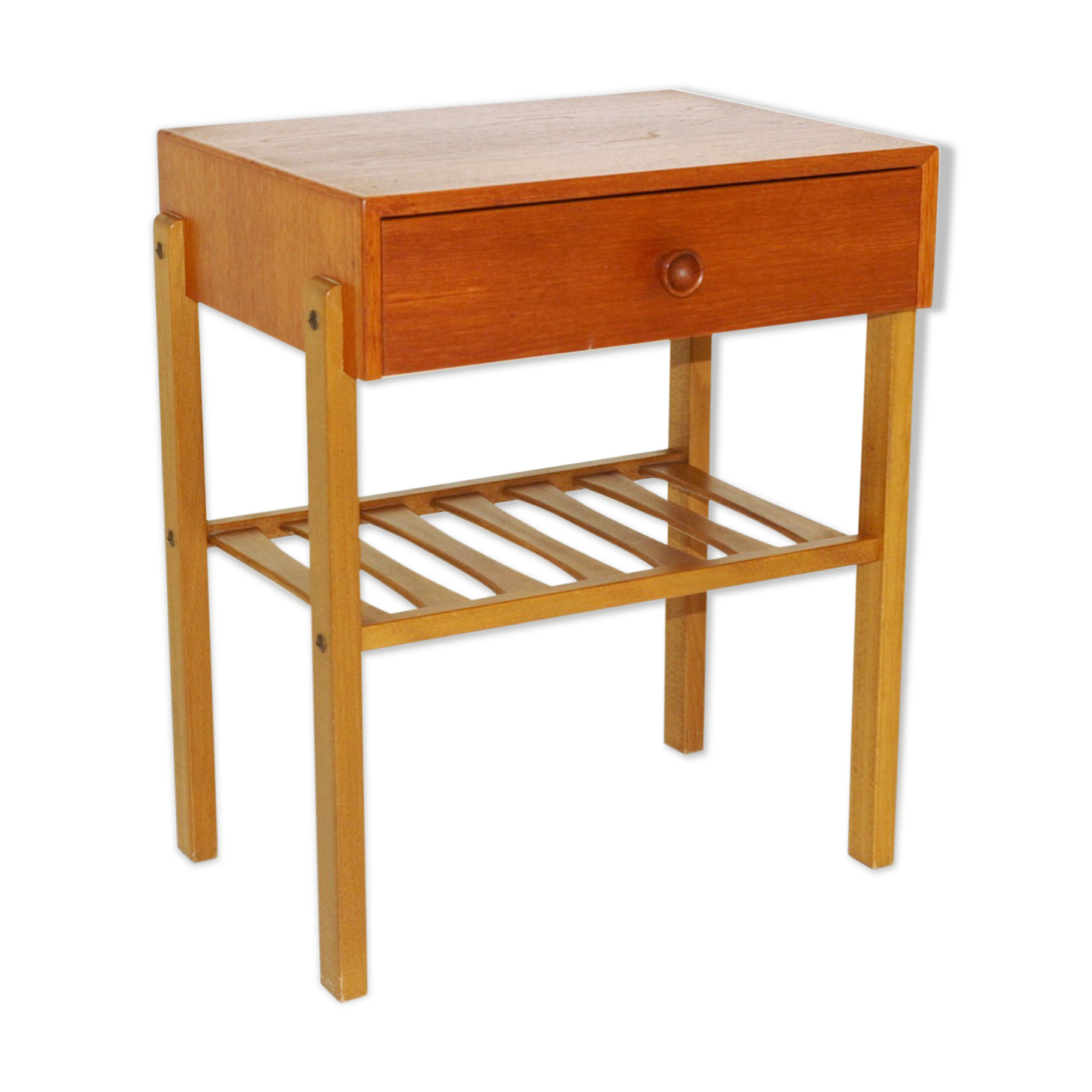 Teak and beech bedside table, Sweden, 1960