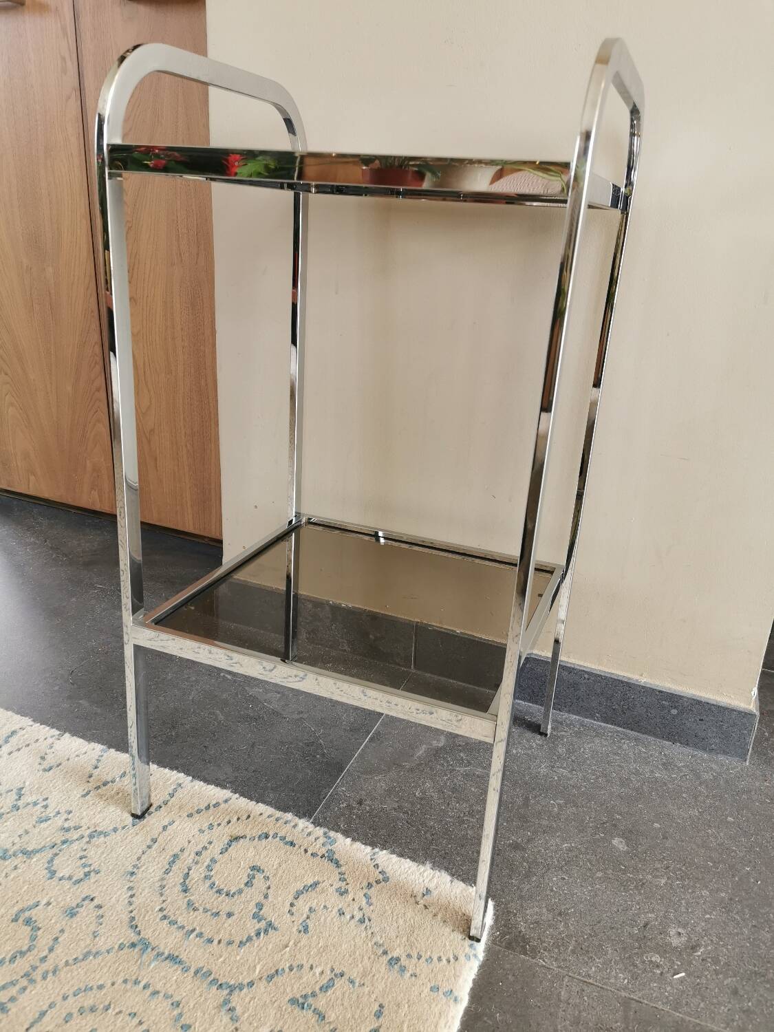 Small vintage chrome metal shelf