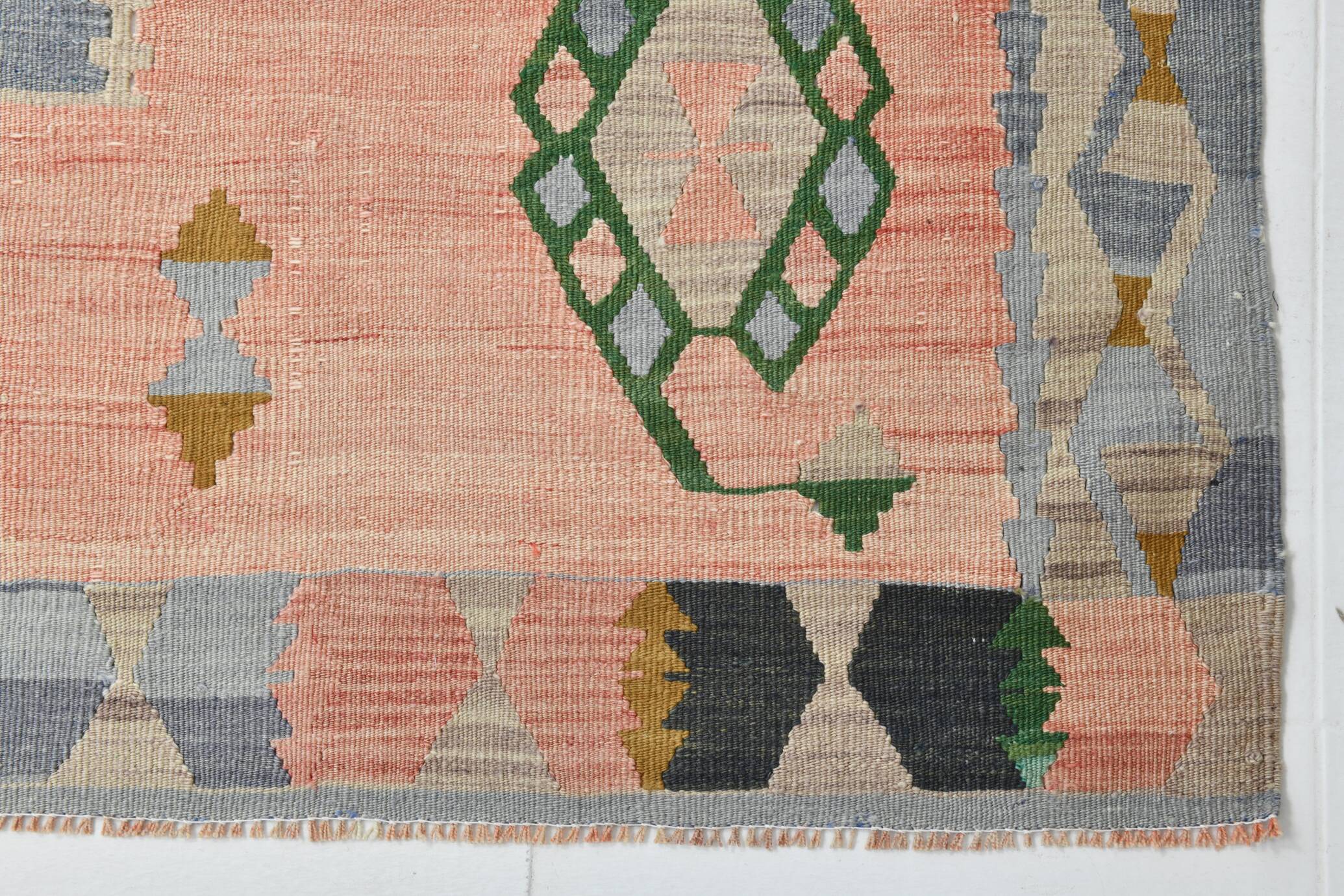 5x8 Vintage Samon Pink & Light Grey Vintage Oushak Area Rug, 161x255 cm