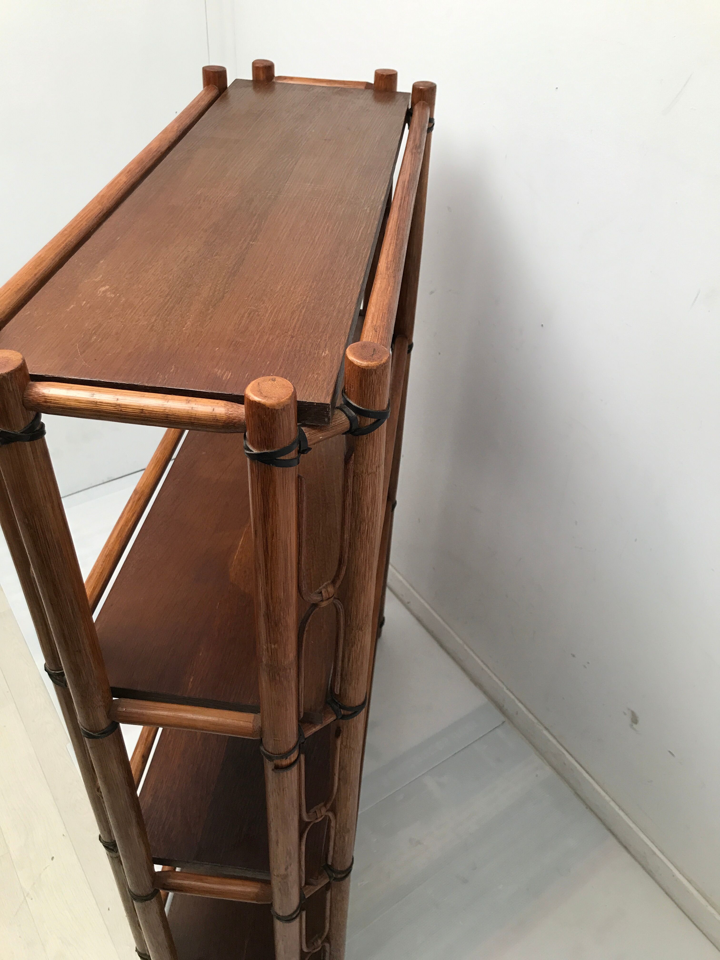 Bamboo and vintage leather storage