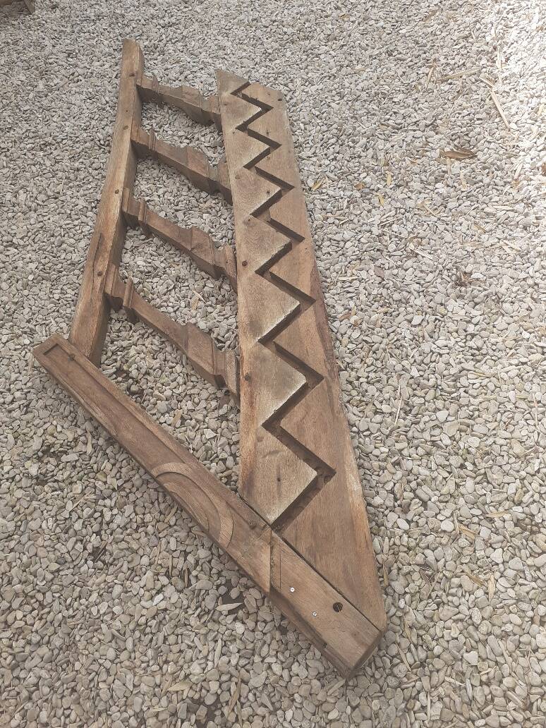 Old oak staircase balustrade with Louis XIII scrolled balusters