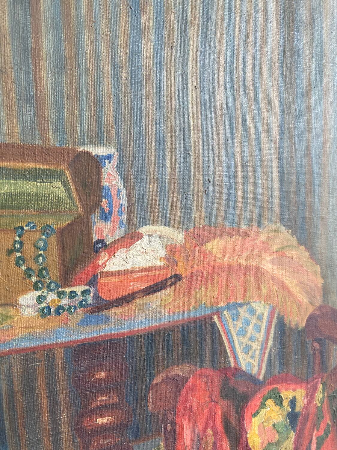 Oil on canvas inside the shawl