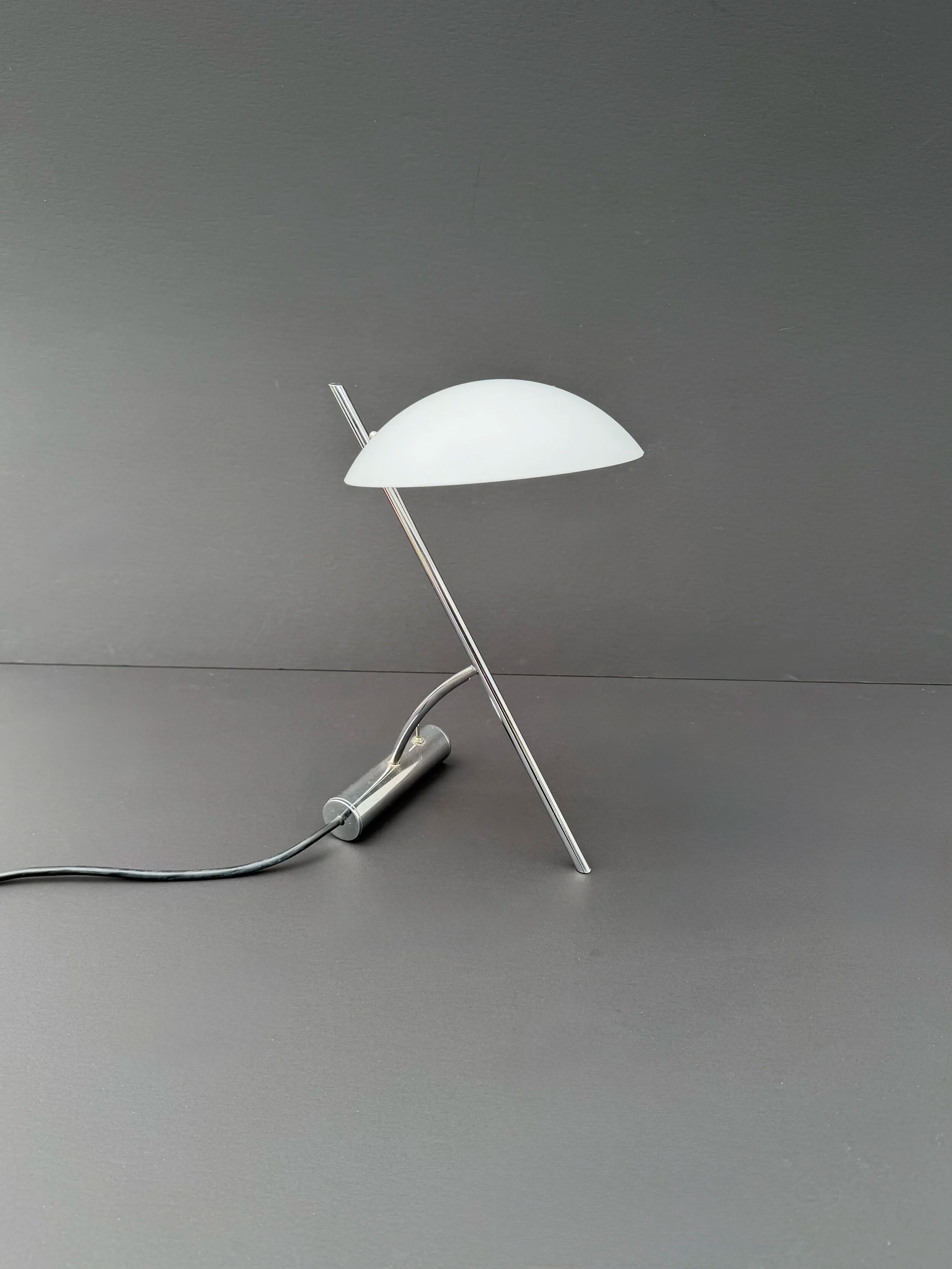 "girasole" lamp by de majo in chrome and opaline, italy 1990