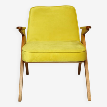 Fauteuils vintage style scandinave jaune velours d'acacia design par Chierovski chaise de salon milieu de siècle design moderne