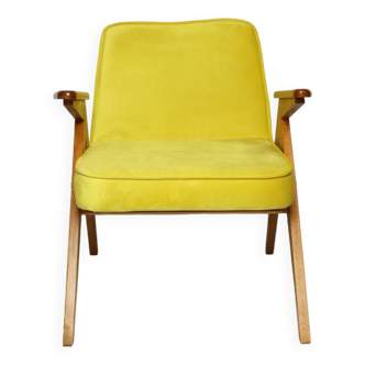 Fauteuils vintage style scandinave jaune velours d'acacia design par Chierovski chaise de salon milieu de siècle design moderne