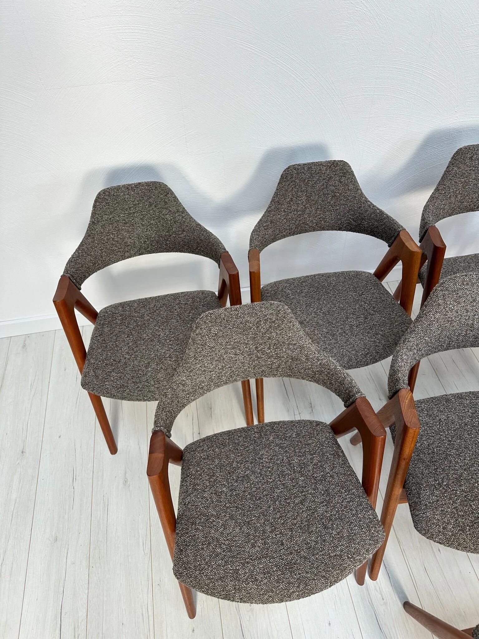 1960s set of 8 Compass teak dining chairs by Kai Kristiansen for Schou Andersen Møbelfabrik
