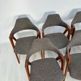1960s set of 8 Compass teak dining chairs by Kai Kristiansen for Schou Andersen Møbelfabrik