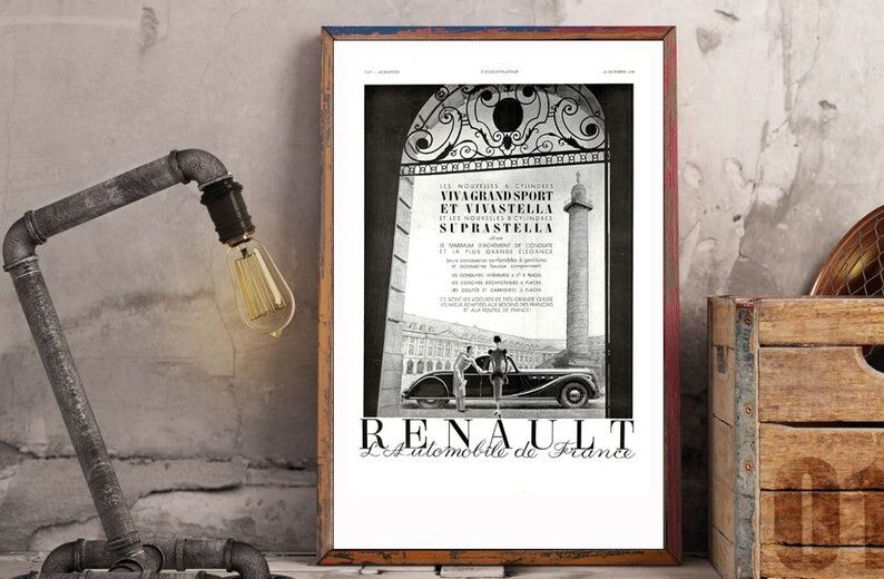 Vintage poster 30s Renault Automobiles