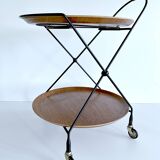 Vintage Scandinavian Serving Bar Cart with Teak Trays