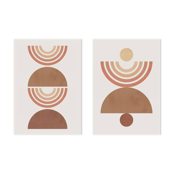 2 impressions d'art géométriques avec des cercles et des lignes