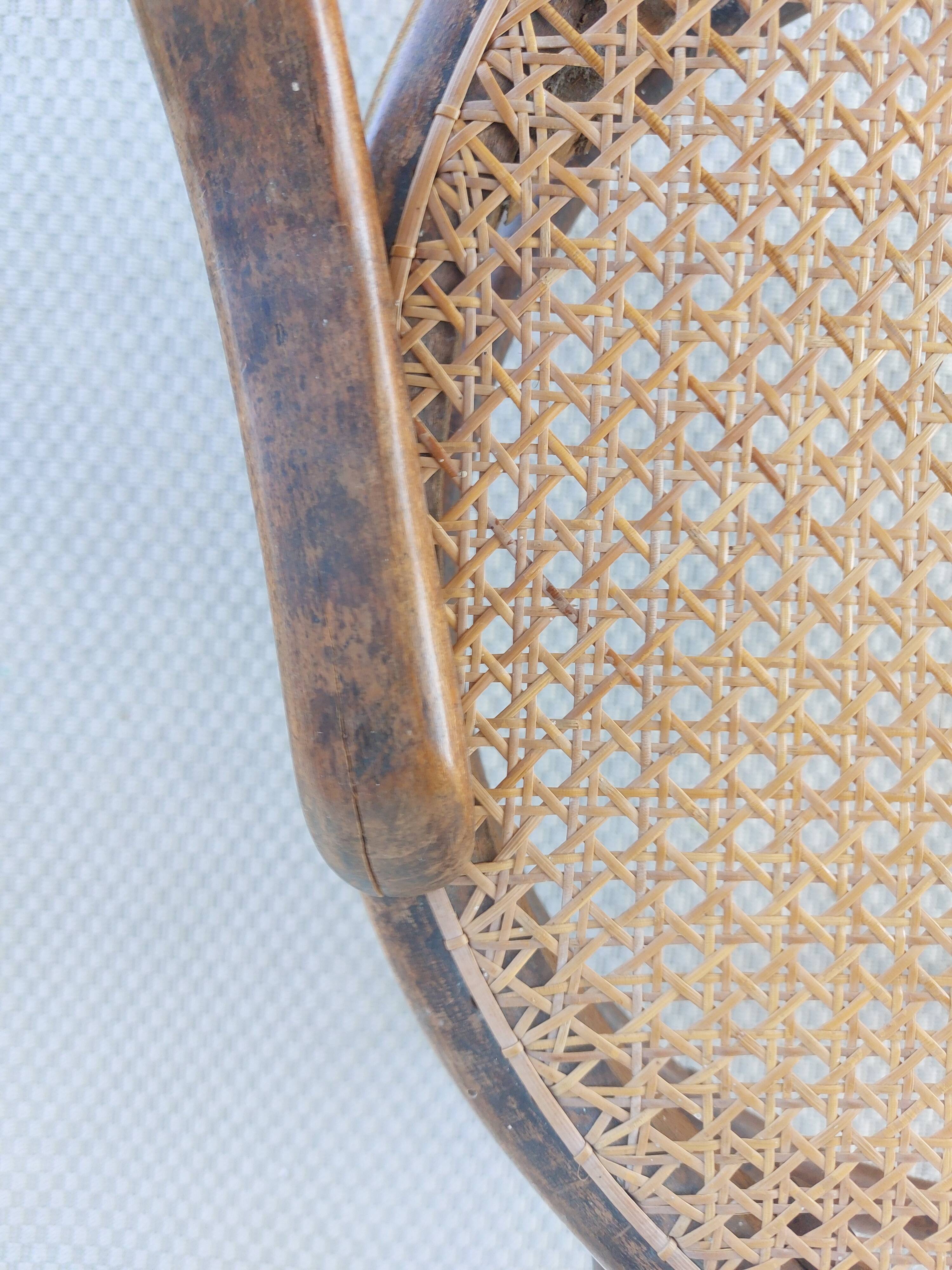 Fauteuil canné et bois courbé style Thonet Fischel, années 30