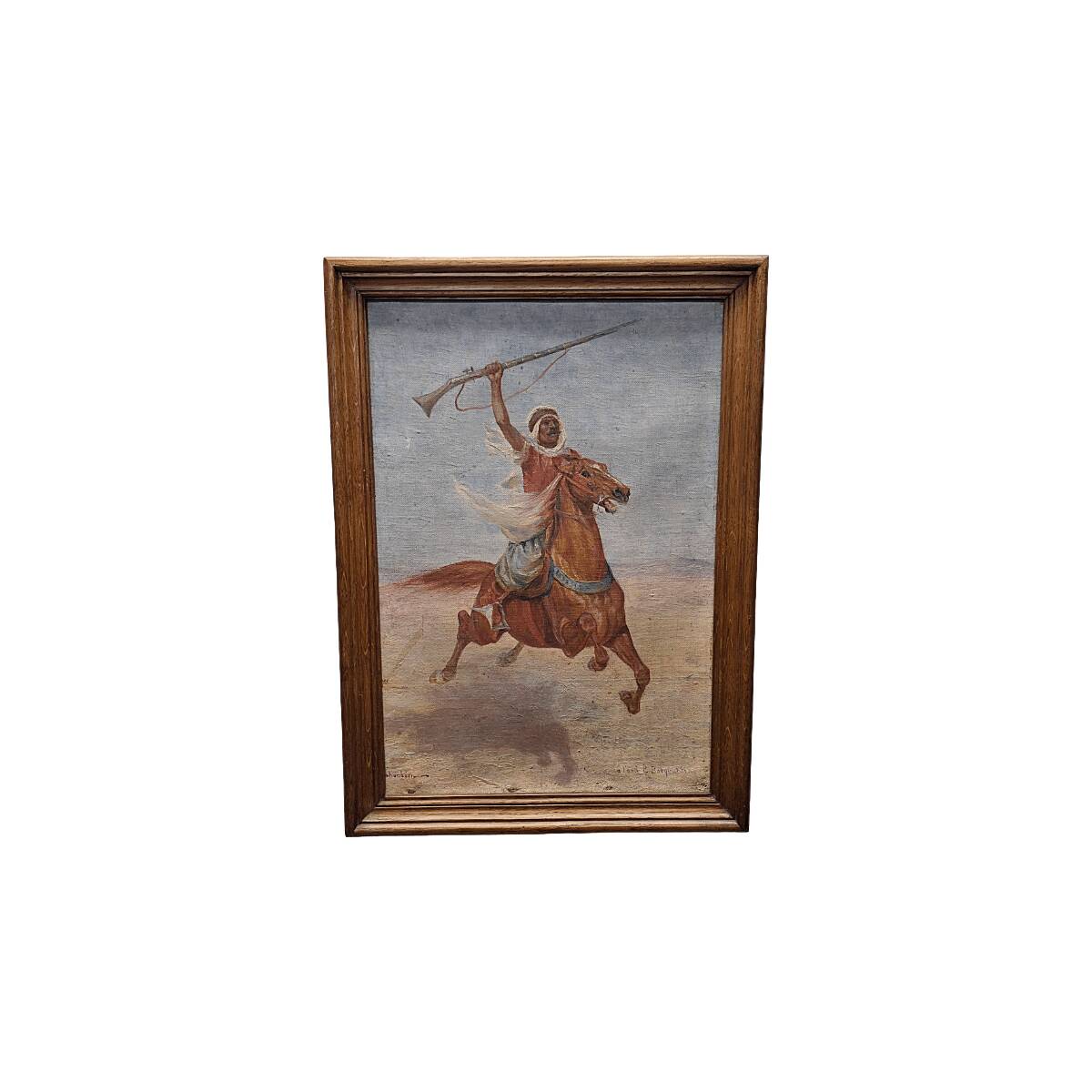 John Lewis Shonborn Peinture avec cavalier arabe, vers 1900