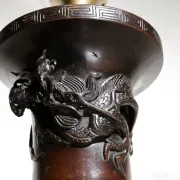 Set of 19th-century Japanese vase lamps with dragons and birds