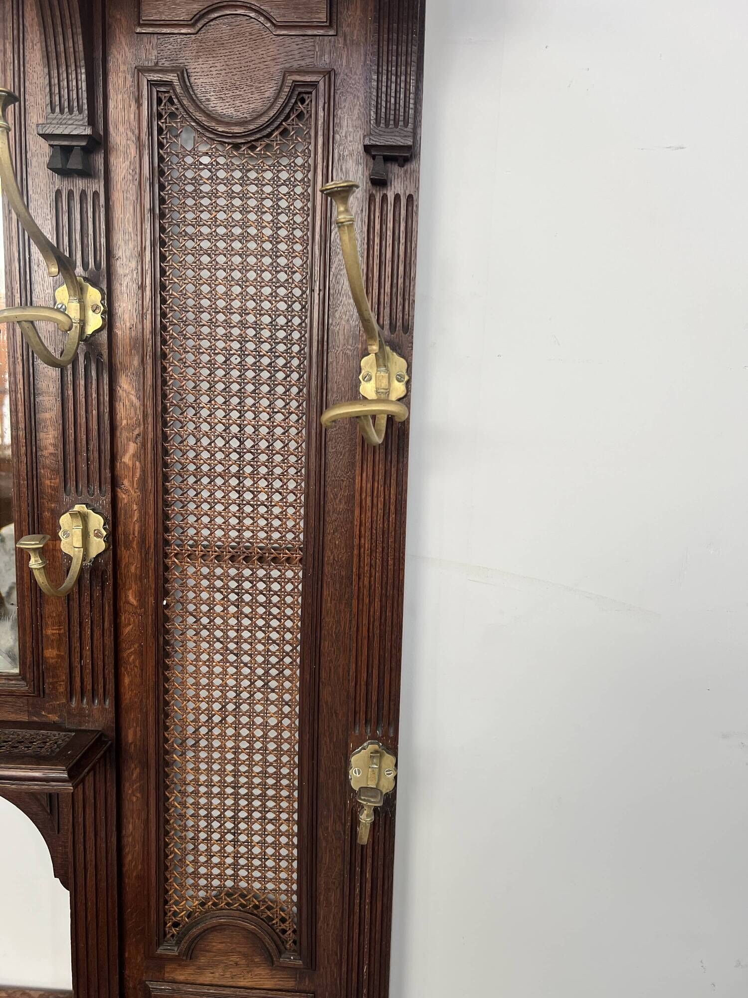 Console coat rack in Louis XVI style with bronze panthers, 20th century.
