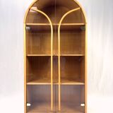 Vitrine en rotin du milieu du siècle, années 1970