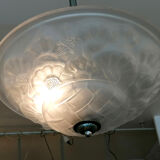 Washbasin pendant light in frosted glass and chrome, 1940-50