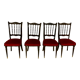 4 CHAIRS Napoleon III, black lacquered, seats Red Velvet