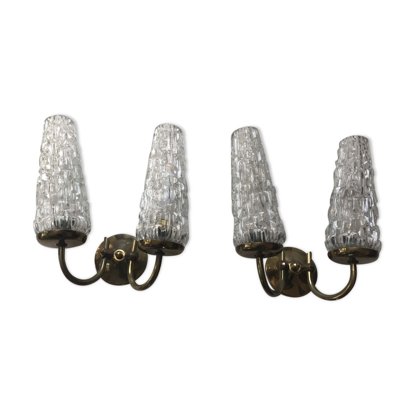 Pair 1960 brass wall light