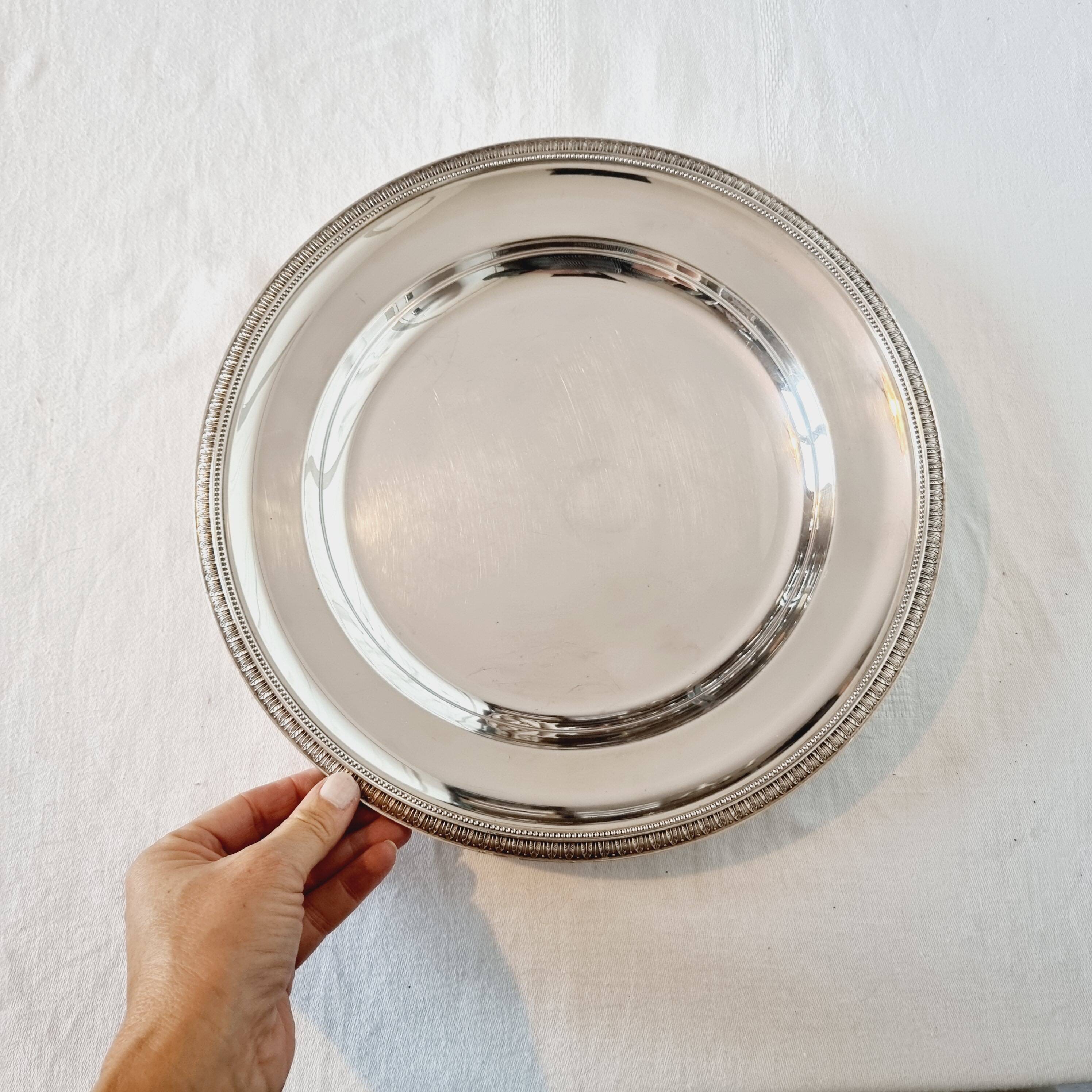 Round tray or large platter in silver metal christofle model gallia malmaison