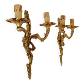 Pair of antique Rococo wall sconces in Louis XV style.