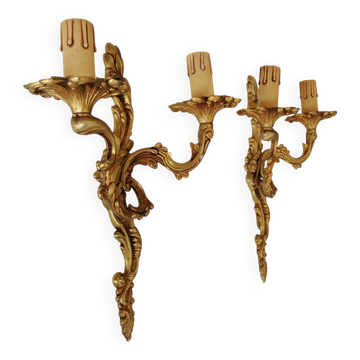 Pair of antique Rococo wall sconces in Louis XV style.