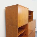 Louis Paolozzi modernist teak bookcase and secretary storage unit