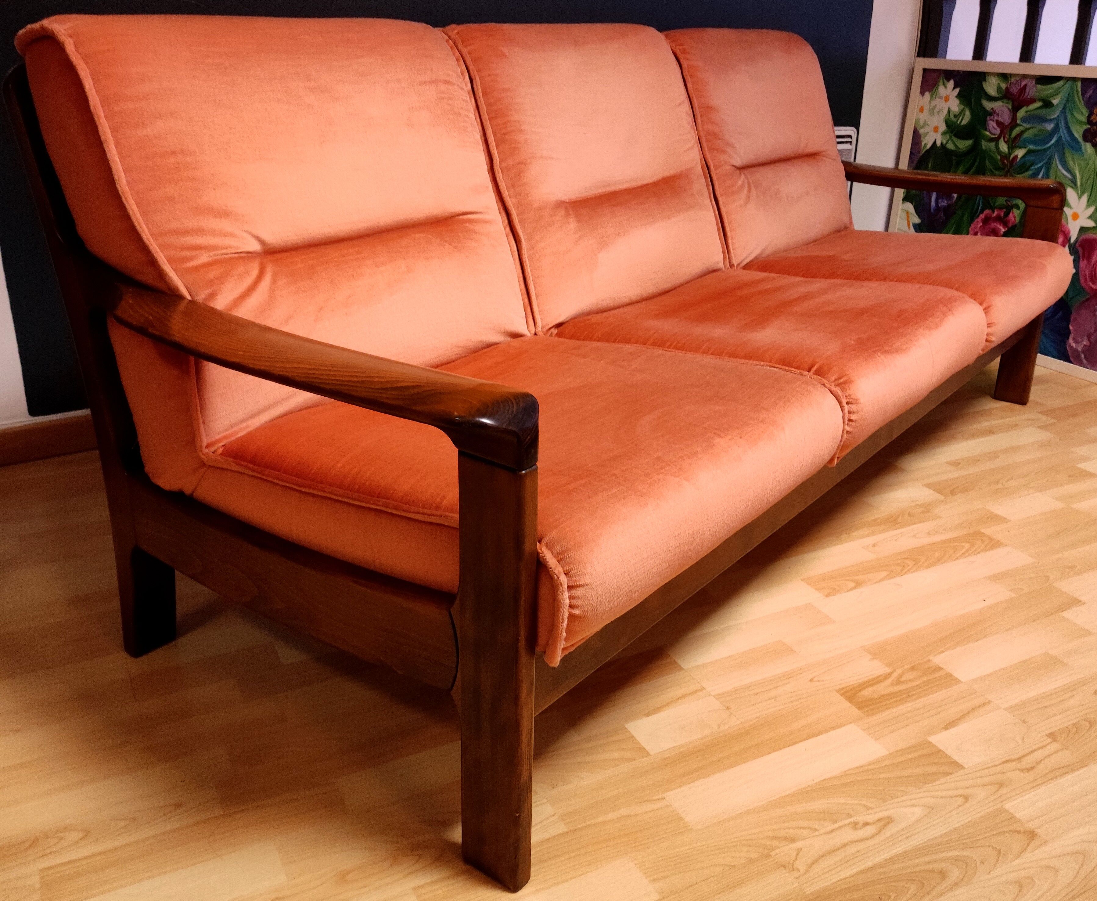 Danish velvet sofa late 1960s