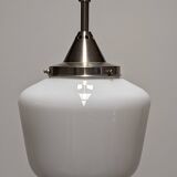 Suspension XL Art déco en opaline blanche, France vers 1920