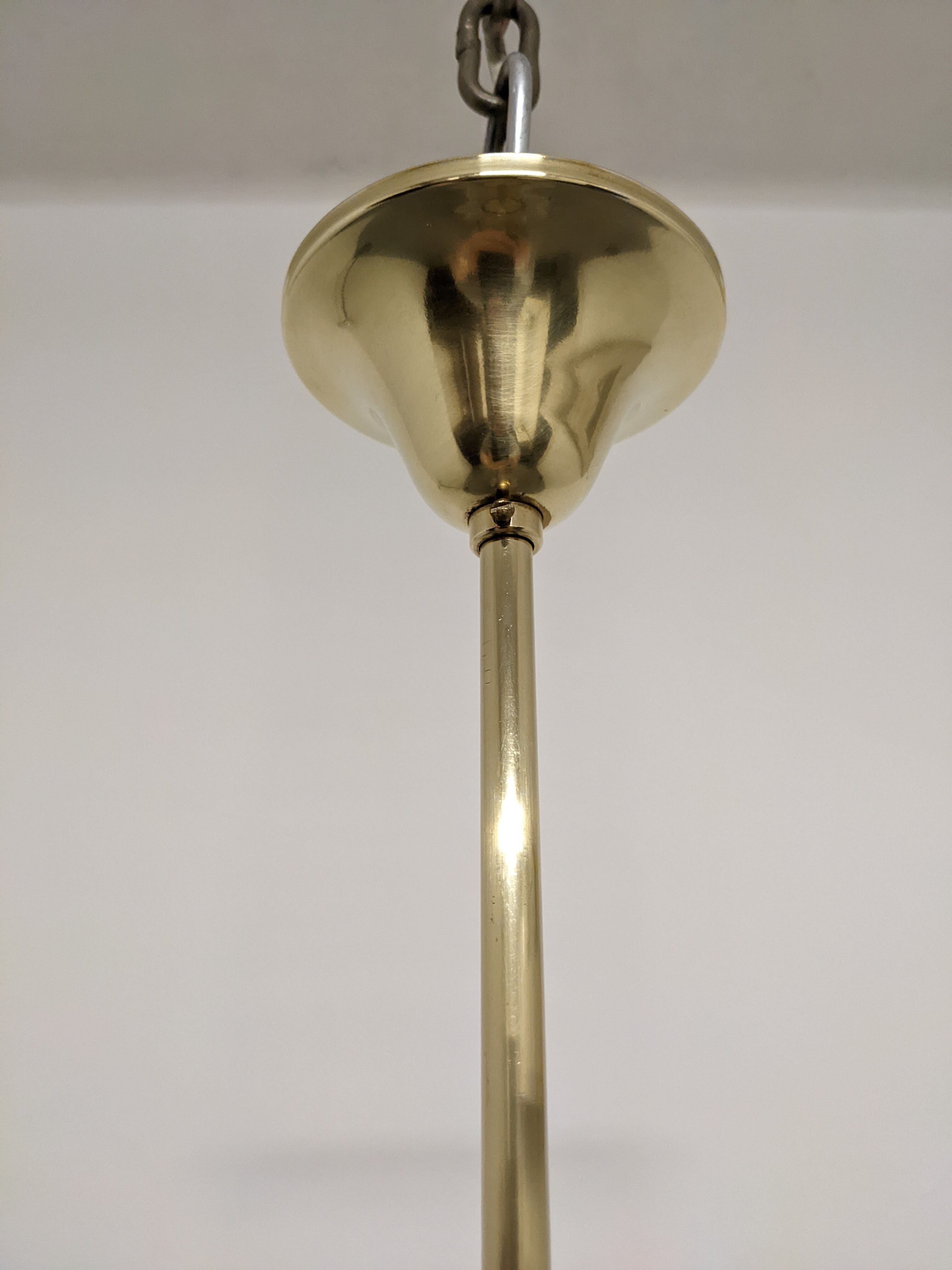 Glass and brass flower pendant lamp in art deco style