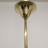 Glass and brass flower pendant lamp in art deco style