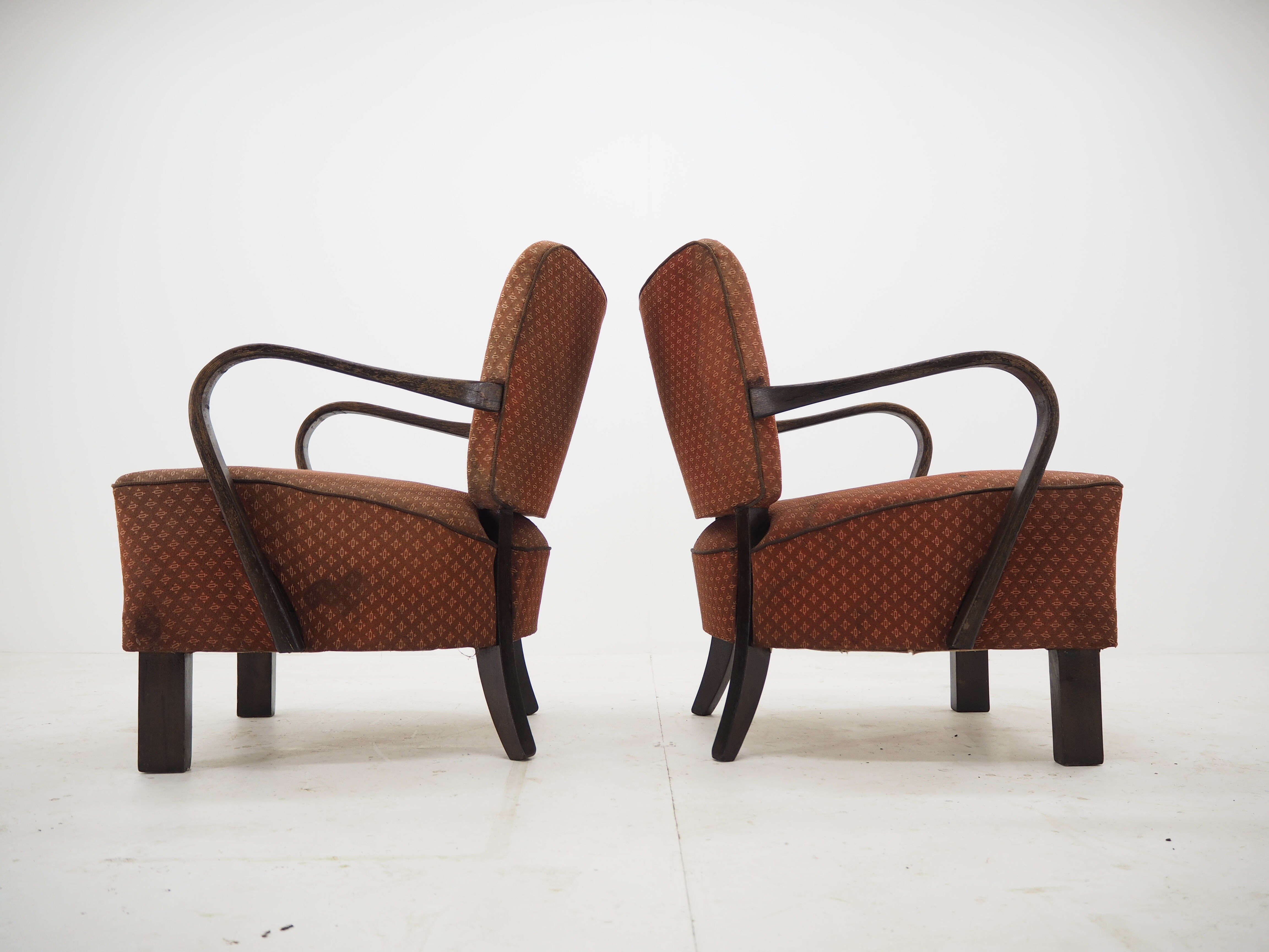 Pair of Art Deco Armchairs by Jindrich Halabala, 1930s