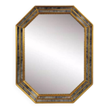 Octagonal mirror in Venetian style with gold-rimmed parecloses